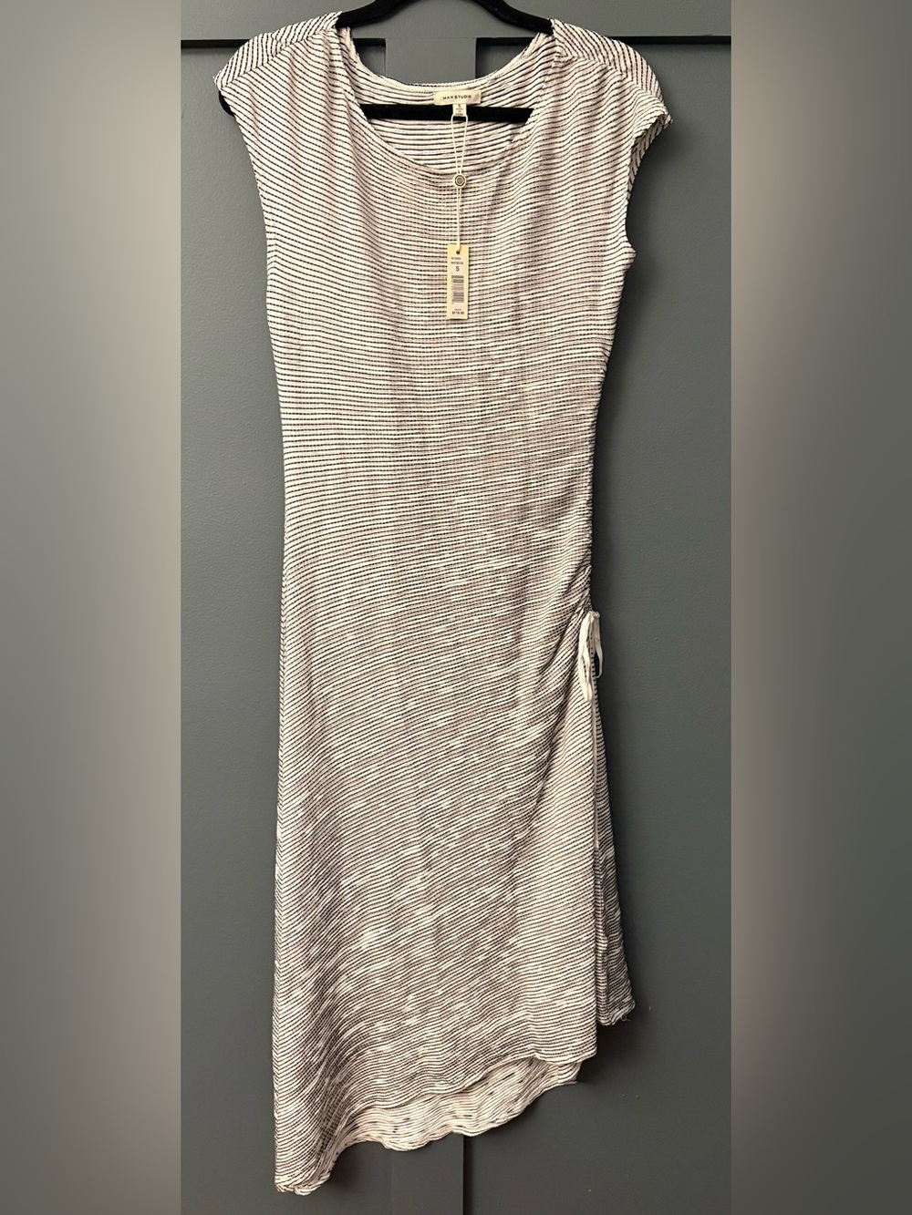 NWT Max Studio Small Asymmetrical Sleeveless Dress Rayon Blend Black & White